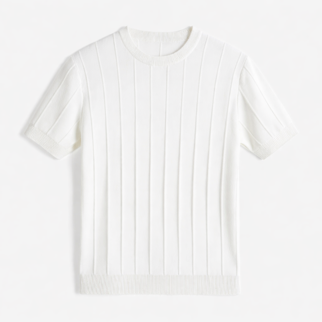 Men's Ribbed Knit Crew Neck Tee