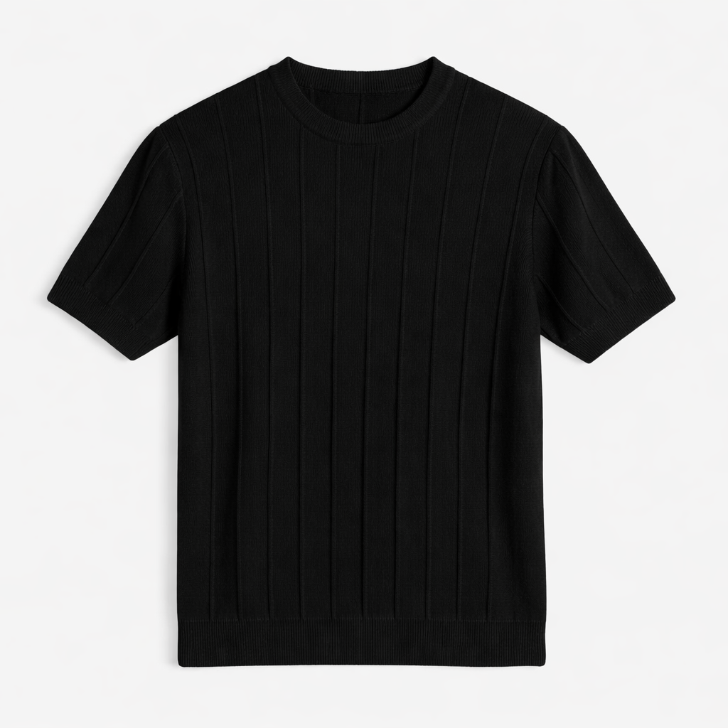 Men's Ribbed Knit Crew Neck Tee