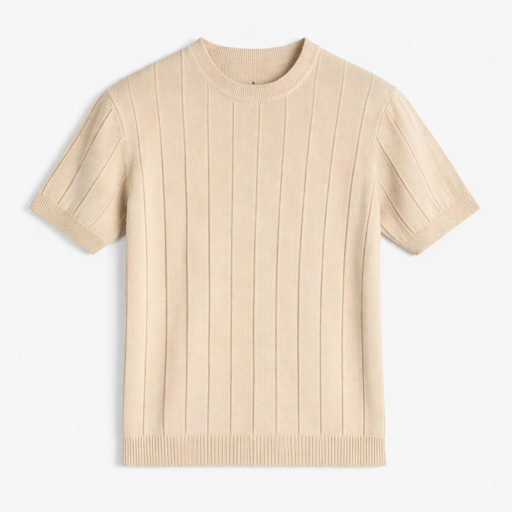Men's Ribbed Knit Crew Neck Tee