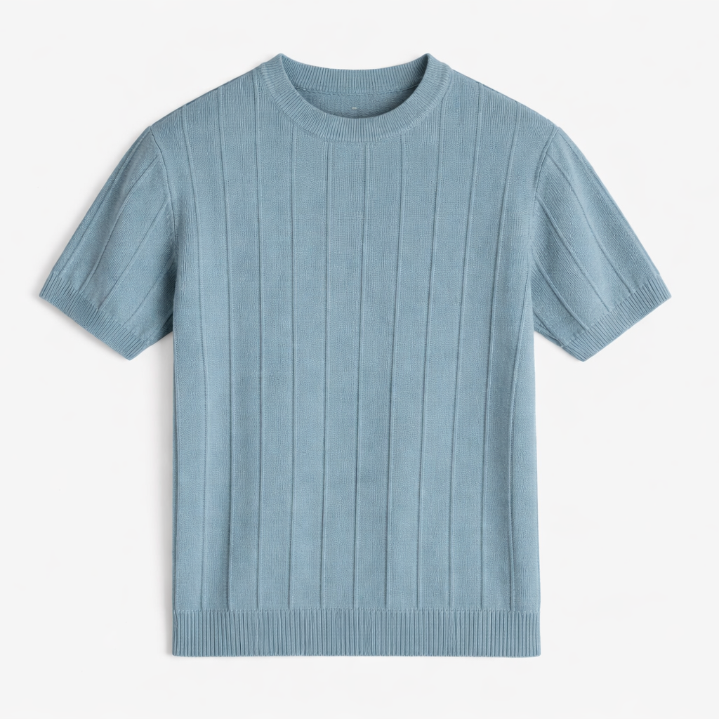 Men's Ribbed Knit Crew Neck Tee