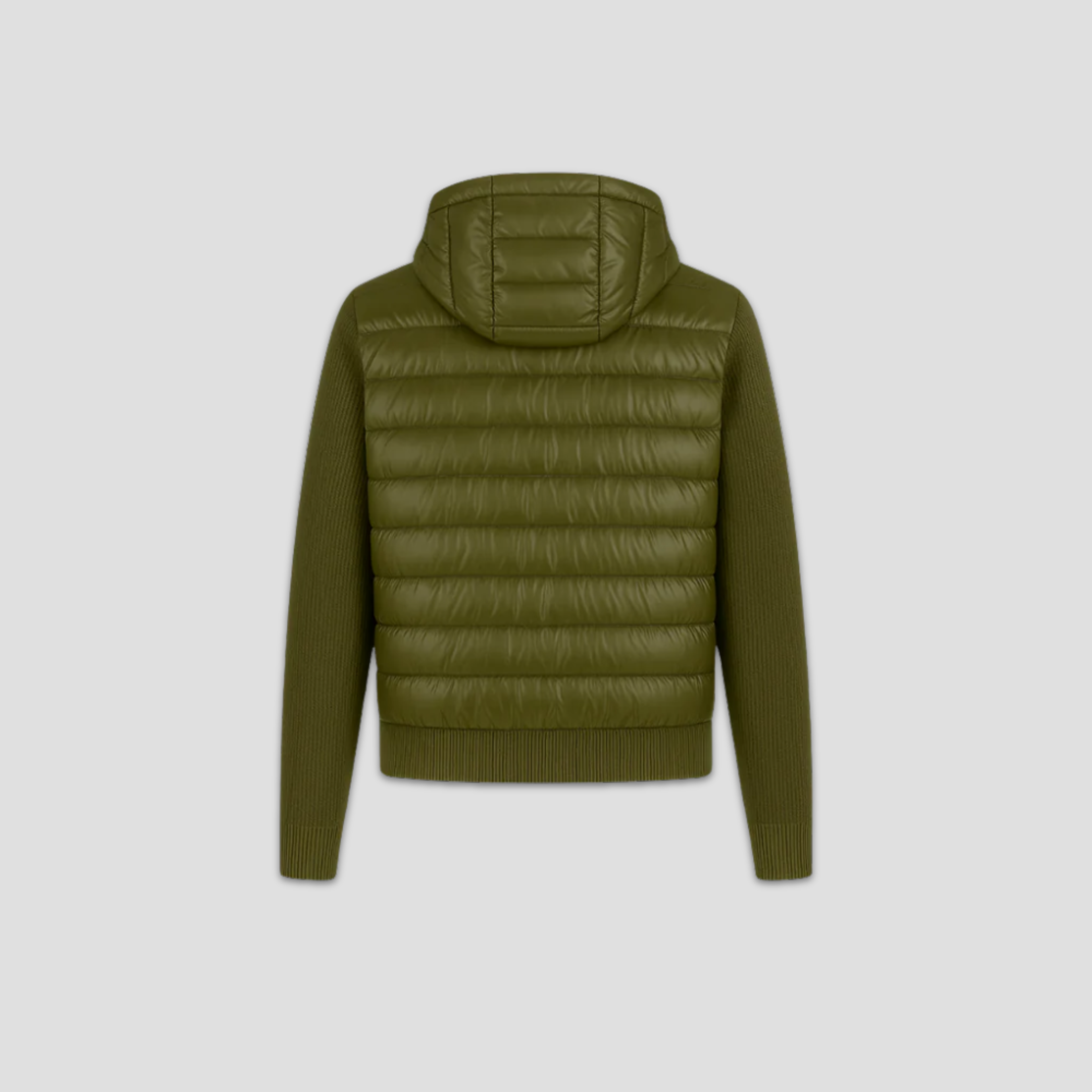 DOWN KNIT ZIP CARDIGAN - OLIVE GREEN