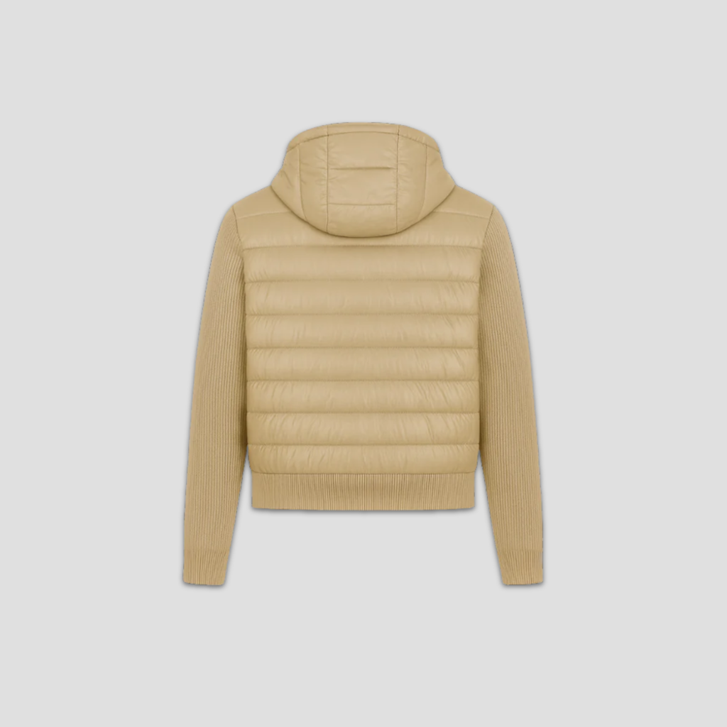 KNIT ZIP CARDIGAN - BEIGE