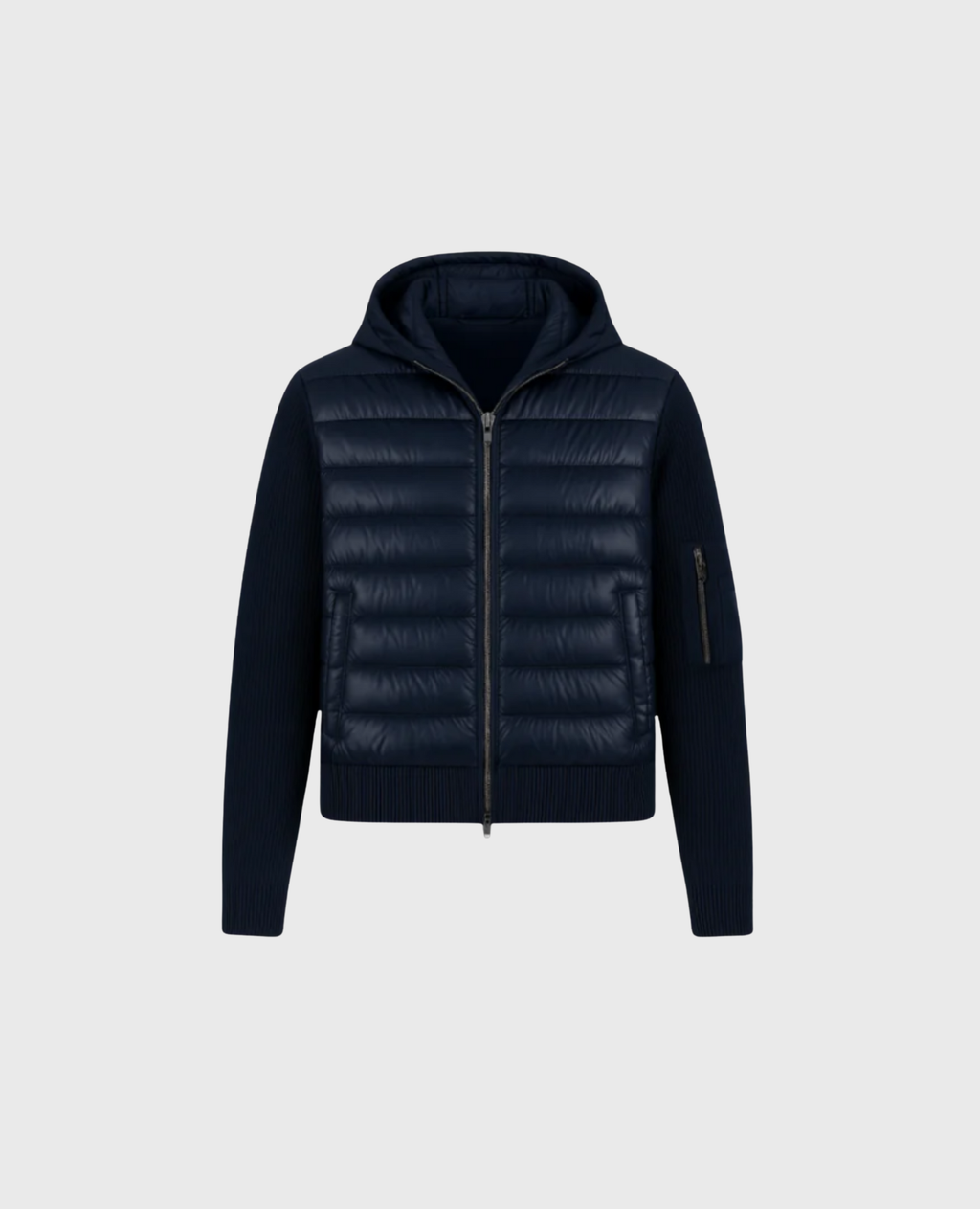 KNIT ZIP CARDIGAN - NAVY