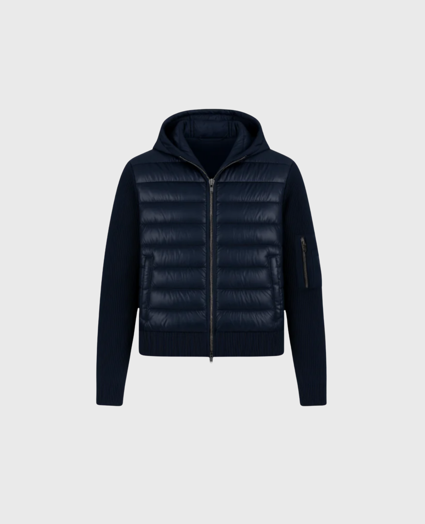 KNIT ZIP CARDIGAN - NAVY