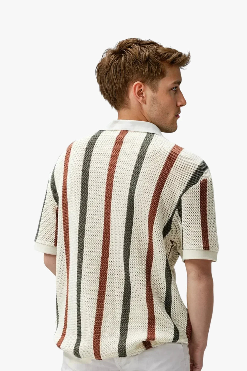 Retro Striped Knit Polo