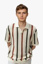 Retro Striped Knit Polo