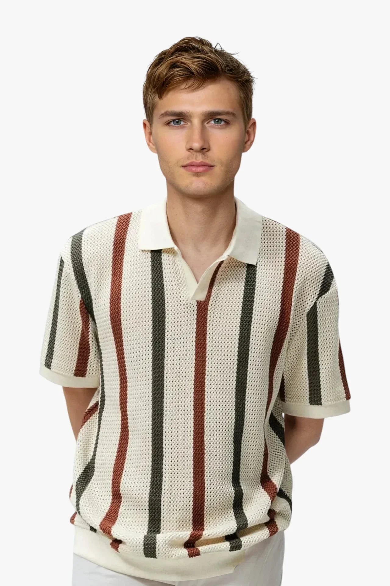 Retro Striped Knit Polo