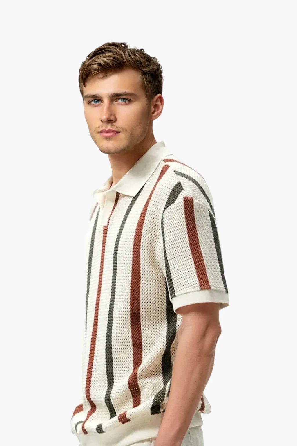 Retro Striped Knit Polo