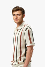 Retro Striped Knit Polo