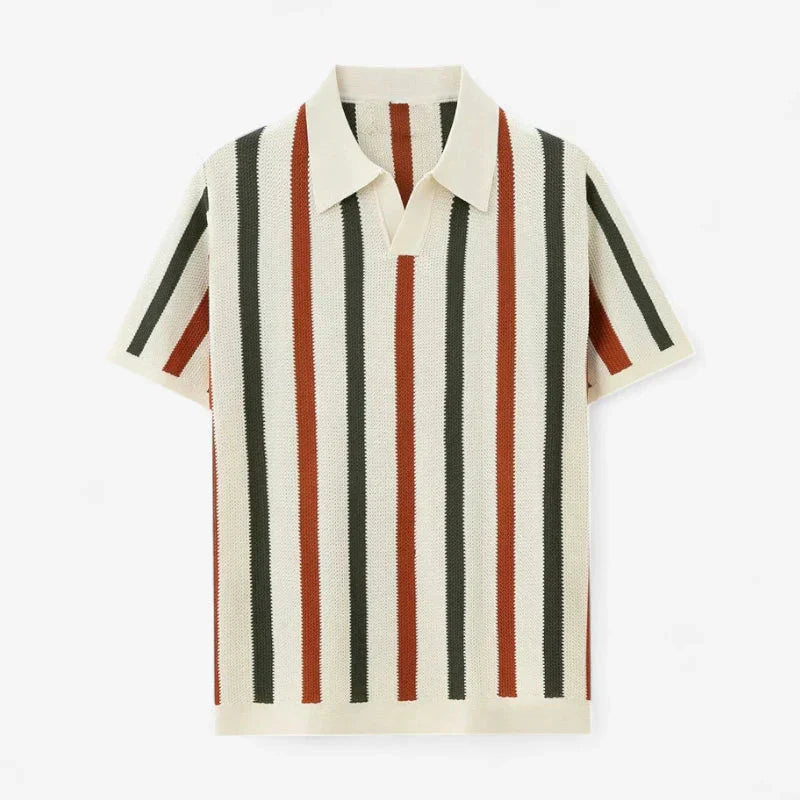 Retro Striped Knit Polo